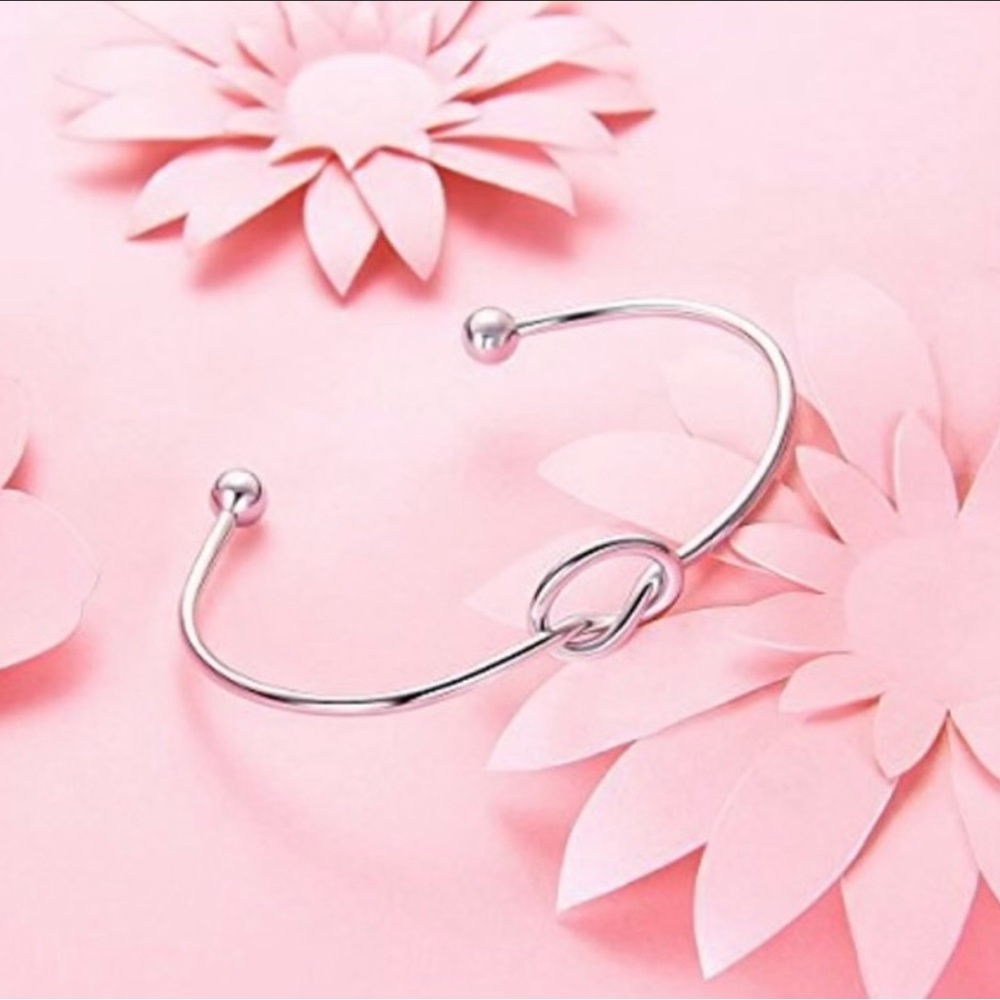 14k WG Plated Love Knot Cuff Bracelet - Picture 6 of 7